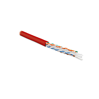 Кабель витая пара U/UTP, кат6, 4 пары (23 AWG), однож (solid), с раздел, LSZH, нг(А)-HF, –20°C – +75°C, красный - гарантия: 15 лет комп. 25 лет сист