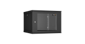 Настенный разборный шкаф NIKOMAX 19", 9U, стеклянная дверь, Ш600хВ436хГ600мм, 2 пары монтажных направляющих, черный