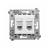 Компьютерная розетка RJ-45 в стену, кат.5e двойная, "Avanti", "Белое облако"