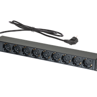 Блок электрических розеток TLK, 19", 9 гнезд "евророзетка", макс. нагрузка 16 А,   шнур питания 1,8 метра, "евровилка", сечение 3*1,5 мм2, металлическ