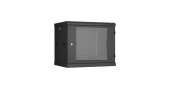 Настенный разборный шкаф NIKOMAX 19", 9U, стеклянная дверь, Ш600хВ503хГ450мм, 2 пары монтажных направляющих, черный