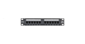 Коммутационная панель NETLAN 10", 1U, 12 портов, Кат.5e (Класс D), 100МГц, RJ45/8P8C, 110/KRONE, T568A/B, неэкранированная, черная