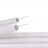 Труба ПЛЛ гибкая гофр. не содержит галогенов д.20мм, ПВ-0, спротяжкой,100м, цвет белый