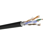 Кабель кат. 5е, 4 пары F/UTP PE, жила 0,52, черн, внеш катушка 305 м