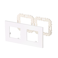 Лицевая панель двойная 152х80 мм, для 2-х модулей 45х45 мм, с суппортом, цвет белый