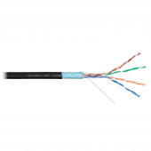 Кабель NIKOMAX F/UTP 4 пары, Кат.5e (Класс D), тест по ISO/IEC, 100МГц, одножильный, BC (чистая медь), 24AWG (0,52мм), полиэтилен, внешний, черный, 30