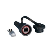 Промышленный разъем RJ-45 (8P8C) под витую пару, IP67, категория 6, с защитной крышкой, экранированный (SH)
