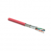 Кабель витая пара, экранированная S/FTP, категория 7, 4 пары (23 AWG), одножильный (solid), LSZH, нг(С)-HF, красный (500 м)