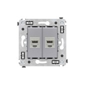 Компьютерная розетка RJ-45 без шторки в стену, кат.5е двойная, "Avanti", "Закаленная сталь"