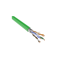 Кабель Премиум U/UTP, 4 пары, Кат.5e (Класс D), 100 МГц, AWG 24, внутренний, огнестойкий, PVCLS нг(A)-FRLSLTx, зеленый, катушка 305 м