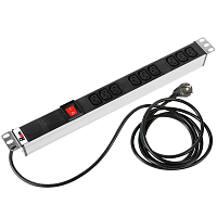 Гор блок розеток Rem-16, 1×16A, выкл, 9C13, 19", шнур 3м