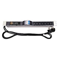 BONCH-ATS/PD Горизонтальный ПДУ с функцией АВР для стандартного 19 дюймого шкафа имеет 7 разъемов С13, кабели подключения питания длиной 1.7 м. 