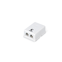 Розетка телефонная RJ-12(6P4C), двойная, внешняя, белая