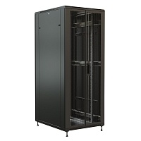 Шкаф напольный 19-дюймовый, 22U, 1166x800х800 мм (ВхШхГ), передняя и задняя распашные перфорированные двери (75%), цвет черный (RAL 9004) (разобранный