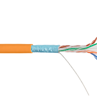Кабель NIKOLAN F/UTP 4 пары, Кат.6 (Класс E), тест по ISO/IEC, 250МГц, одножильный, BC (чистая медь), 23AWG (0,57мм), внутренний, LSZH нг(А)-HFLTx, ор