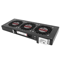 Модуль вентиляторный, 3 вентилятора с терморегулятором, чёрный