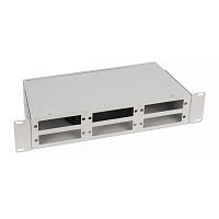 Кросс бокс оптический 19" 2U на 6 адаптерных панелей, цвет серый