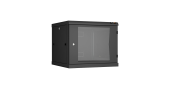 Настенный разборный шкаф NIKOMAX 19", 9U, стеклянная дверь, Ш600хВ503хГ600мм, 2 пары монтажных направляющих, черный