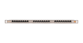 Коммутационная панель NIKOMAX 19", 0,5U, 24 порта, Кат.5e (Класс D), 100МГц, RJ45/8P8C, 110/KRONE, T568A/B, полный экран, с органайзером, металлик - г
