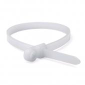Хомут 300х7.8мм с монтажным отверстием белый (100шт)