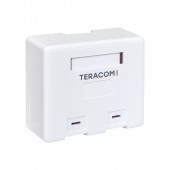 Корпус настенной розетки TERACOM PRO на 2 модуля Keystone со шторками и маркерами белый