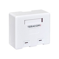Корпус настенной розетки TERACOM PRO на 2 модуля Keystone со шторками и маркерами белый