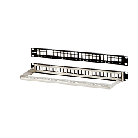 Модульная патч-панель 19", 24 порта, Flat Type, 1U, для экранированных и неэкранированных модулей Keystone Jack (кроме KJ1-C2, KJ2-C5e, KJ2-C6), с зад