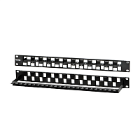 Модульная патч-панель 19", 24 порта, Flat Type, 1U, для модулей Keystone Jack, с задним кабельным организатором (без модулей)