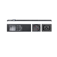 Блок розеток для 19" шкафов, вертикальный, 16 розеток Schuko, 8 розеток IEC 320 C19, 32А, автомат защиты, алюминиевый корпу