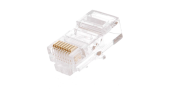 Коннектор NETLAN RJ45/8P8C под витую пару, Кат.5e (Класс D), 100МГц, покрытие 3мкд, универсальные ножи, для проводников 0,47-0,51мм, неэкранированный,