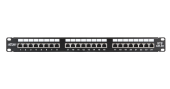 Коммутационная панель NETLAN 19", 1U, 24 порта, Кат.5e (Класс D), 100МГц, RJ45/8P8C, 110/KRONE, T568A/B, экранированная, черная