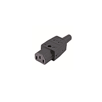 Разъем IEC 60320 C13 220В 10A на кабель (плоские контакты внутри разъема), прямой