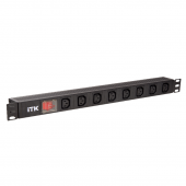 ITK PDU 8 розеток C13, с LED выкл, 1U, вх. C14, без шнура
