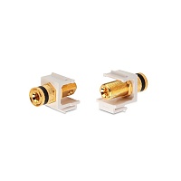 Вставка формата Keystone Jack с коннектором Binding Post (черный), Hex. type, gold plated, ROHS, белая