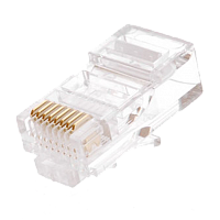 Коннектор NETLAN RJ45/8P8C под витую пару, Кат.5e (Класс D), 100МГц, покрытие 3мкд, универсальные ножи, для проводников 0,47-0,51мм, неэкранированный,