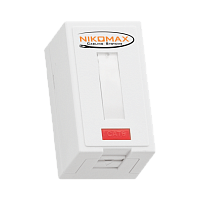 Настенная розетка NIKOMAX, 1 порт, Кат.6 (Класс E), 250МГц, RJ45/8P8C, FT-TOOL/110/KRONE, T568A/B, полный экран, со шторкой, белая - гарантия: 5 лет р