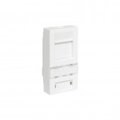 Вставка розеточная TERACOM PRO 45x22,5мм формат Mosaic на 1 модуль Keystone со шторкой и маркером белая