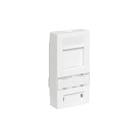 Вставка розеточная TERACOM PRO 45x22,5мм формат Mosaic на 1 модуль Keystone со шторкой и маркером белая