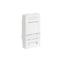 Вставка розеточная TERACOM PRO 45x22,5мм формат Mosaic на 1 модуль Keystone со шторкой и маркером белая