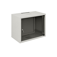 Шкаф настенный 19-дюймовый (19"), серия SJ2, 18U, 871x600х600, со стеклянной дверью, цвет серый (RAL 7035)