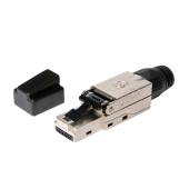 Коннектор RJ45/8P8C под витую пару, универсальный, 500 МГц, 50µ, T568B, самозажимной, полный экран