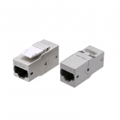 Проходной адаптер (coupler), RJ-45(8P8C) формата Keystone Jack, категория 6, 4 пары, экранированный, серебристый