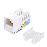 Вставка Keystone Jack RJ-45, категория 6, заделка тип 110, белая, со стяжкой