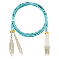 Шнур NIKOMAX волоконно-оптический, переходной, многомодовый 50/125мкм, стандарта ОМ3, SC/UPC-LC/UPC, двойной, LSZH нг(A)-HFLTx, 2мм, аква, 1м