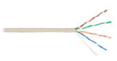 Кабель NIKOLAN U/UTP 4 пары, Кат.5e (Класс D), тест по ISO/IEC, 100МГц, одножильный, BC (чистая медь), 24AWG (0,511мм), внутренний, PVC нг(А), слонова