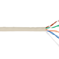 Кабель NIKOLAN U/UTP 4 пары, Кат.5e (Класс D), тест по ISO/IEC, 100МГц, одножильный, BC (чистая медь), 24AWG (0,511мм), внутренний, PVC нг(А), слонова
