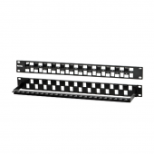 Модульная патч-панель 19", 24 порта, Flat Type, 1U, для модулей Keystone Jack, с задним кабельным организатором (без модулей)