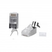 Коннектор RJ-45(8P8C) под витую пару, категория 6 (50 µ"/ 50 микродюймов), экранированный, универсальный (для одножильного 