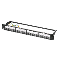 Панель коммутационная, наборная, универсальная UTP/STP, 24 порта, 19", 1U, с защитными шторками и организатором