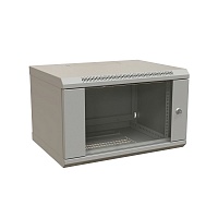Шкаф настенный 19-дюймовый (19"), 9U, 500x600х600мм, стеклянная дверь, цвет серый (RAL 7035) (разобранный)